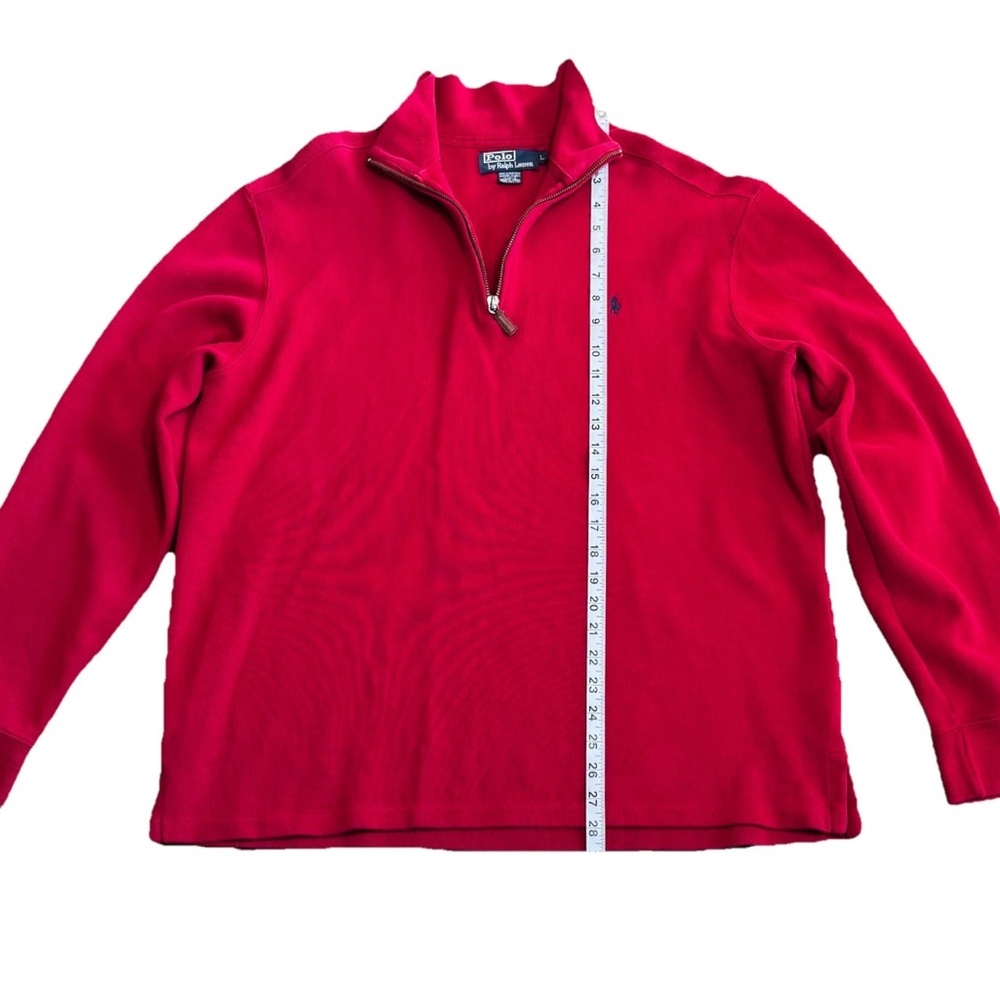 Vintage Polo Ralph Lauren Men's 1/4 Zip Mock Neck Cotton Sweater Red Size L